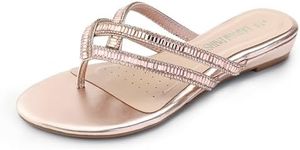DREAM PAIRS Women's Fashion Rhinestones Design Slides Sandals Dress Daily Flat Sandals for Summer,Size 8,Champagne/Gold-Pu,JEWEL_01