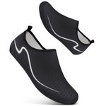 Beach Shoes Water Shoes Swim Swimming Aqua Socks Barefoot for Sea Pool Quick Dry Lightweight Women Men(Wave Black 6 UK /39 EU)
