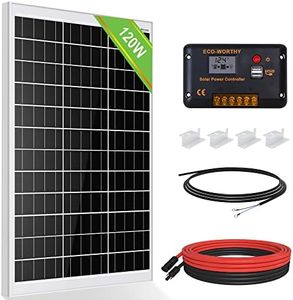 ECO-WORTHY Kit Panneau Solaire 120W + Contrôleur de charge solaire 30A pour Système Hors Réseau Charge la Batterie 12V de Camping-car/Bateau/Caravane