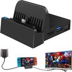 Switch Dock for Switch/Switch OLED, Switch Docking Station Portable Charging Stand w/4k Hdmi Port and USB 3.0 Port, TV Adapter Replacement Charger, Compatible with Nintendo Switch Switch OLED