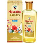 Navratna Gold Ayurvedic Oil |Non Sticky and Non Greasy |Mild Fragrance| Goodness of Almonds and 9 Ayurvedic Herbs |Relieves Body Aches, Sleeplessness, Headache and Fatigue, 500ml