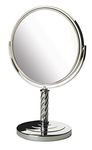 Jerdon LT5165C 8-Inch Tabletop Two-Sided Swivel Mirror with 5x Magnification, 13-Inch Height, Chrome Finish