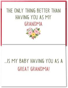 Pstyteos Funny Pregnancy Card for Grandma, the Only Thing Better than Having You as My Grandma is My Baby Having You as a Great Grandma, 8 in x 5.3 in Double-Sided Card with Red Envelope and Sticker