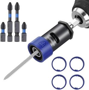 WORKPRO Drywall Screw Setter/Extractor Impact Bit Holder, Fits Any Standard 1/4” Driver, Comes with 5*Protective Rings, 2 * 1" &2 * 2" PH2 Bits, Single-Handed Operation for DIYers