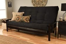 Kodiak Furniture Monterey Queen Futon Set in Espresso Finish, Suede Black