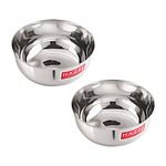 HAZEL Steel Bowl Set Of 2 Stainless Steel Serving Bowl Set Steel Bowls For Soup, Salad, Ramen, Cereal Steel Vati Set Of 2, 400 Ml