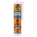 Gorilla Kitchen & Bathroom Clear Silicone Sealant, 295ml – Mould Resistant, 100% Waterproof Sealant, Shower Ready in 30 Minutes, Shrink & Crack Proof | Use on Showers, Baths, Sinks, Toilets & More