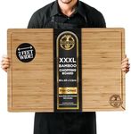 Deer & Oak XXXL Bamboo Chopping Board 60 x 40 x 3.2cm, Pre-Oiled 2 Feet Wide Extra Large Solid Wooden Cutting Board, Carving Board, Charcuterie Cheese Serving Board, Double-Sided, Juice Grooves