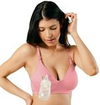 Simple Wishes Pumping and Nursing Bra in One with Fixed Padding - Patented Supermom T-Shirt - Pumping Bra Hands Free, Rose Pink, 34C