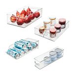 iDesign 4-Piece 50% Recycled Plastic Fridge Organizer Bin Set, Made in the USA – Includes Three Freezer Bins in Various Sizes and One Can Holder – Also Ideal for Pantry and Cabinet Organization, Clear