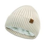 RANOME Warm Winter Beanies Baby Warm Knitted Hat Toddler Boys Girls Fleece Cap Kids Beanie Hats Cold Weather Beige