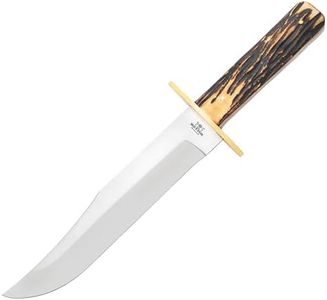 Bear & Son Cutlery WSB02 Smooth Bone Bowie with Leather Sheath Knife, 14 3/8", White