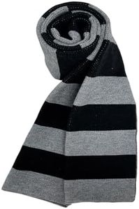 RZM YLY Classic Knit Scarf, Gray and Black Stripe Feel Knit Scarf, Soft Shawl Wrap for Mens Womens