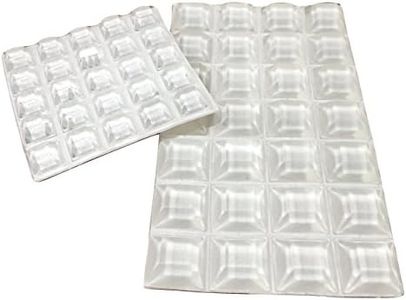 Clear Rubber Feet (53 Pack) Self Stick Bumper Pads - Made in USA - Adhesive Tall Square Bumpers for Electronics, Speakers, Laptop, Appliances, Furniture, Computers