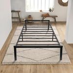 Foldable Twin Bed Frame, Heavy Duty Metal Platform Bed Frames with 14-inch Under Bed Storage for Single Kids Student Adult Bedroom & Dormitory, No Box Spring Needed, Easy Assembly