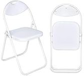 Nyxi Folding Chair Padded Paris Faux Leather Chair Home Office Dining (1 X Chair, White)