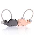 MILESI Sweet Kissing Whale Couple Keychain Couple Anniversary Birthday Gifts for Boyfriend Girlfriend(Black Rose Gold)