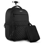 ZOMFELT Rolling Backpack for Women, Backpack with Wheels Carry on Luggage, 17 Inch Rolling Laptop Backpack with Toiletry Bag, Wheeled Backpack for Travel Trip Business