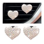 TSUGAMI Car Bling Air Vent Clips, 2 Pcs Bling Heart Charm Air Conditioning Outlet Clip, Crystal Rhinestone Accessories, Sparkly Car Interior Decoration Cute Accessories for Women Girls (White)