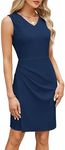 GRACE KARIN Women's Cocktail V Neck Sleeveless Party Work Ruched Mini Wrap Dress M Navy Blue