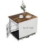 VIE DE AMAN Dog Crate Topper Wood for 48 42 36 24 inch Cages, Dog Crate Table Topper with Tassel Curtain, Rustic Style Dog Kennel Topper, Rustic Brown(Dog Crate Not Include)