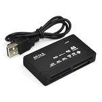 Multibao All in One Multi Card Memory Reader Adapter for Micro SD SDHC M2 MMC XD CF MS with External USB- Black