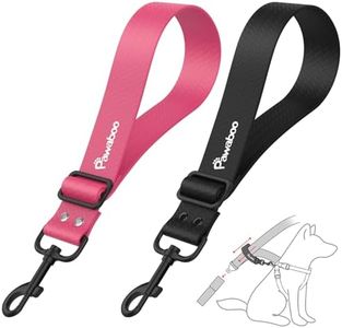 Pawaboo Dog Car Seatbelt, Universal Pet Safety Belt, Chew-Proof Dog Car Restraint with Adjustable Strap, Nylon Woven Belt & PVC Shell Dog Seatbelt, Dog Leash with 360° Hook,20 in, 2 Pack, Pink + Black