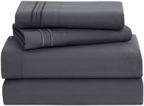 Clara Clark Premier 1800 Collection 4pc Bed Sheet Set - Queen Size, Charcoal Stone Gray