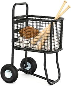 GARVIN Baseball Cart with Wheels, Heavy-Duty Steel Frame, Holds 300+ Baseballs or 150 Softballs, 10.5" All-Terrain Wheels, Upgraded with 6m Anti-Sag Reinforcement Strap for Field & Training