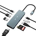 USB C Hub, Tymyp 10 in 1 USB C Hub Adapter with 4K@30Hz HDMI, 2* USB 3.0, USB-C 3.0 Data Transfer, 2* USB 2.0, 100W PD, SD/TF Card Reader, 3.5mm Audio Jack USB C Dock Compatible with Laptop, iPad