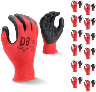 Durabull Latex Coated Work Gloves - Heavy Duty Protective Gloves For Builders, Garden & Working. Secure Fit With Anti Slip Grip. (Red, 10 (XL))