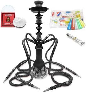 23'' Hookah Set with Everything, Premium Hookah Shisha set, Up To 4 Persons Hookah Complete Set with 50 Disposable Tips, 50 Pre-Punched Aluminum Foil(Black)