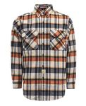 BOCOMAL FR Shirts for Men Welding Shirt Plaid 8.5oz Heavyweight Fire Retardant/Flame Resistant Welding Jacket, Orange/Navy, X-Large