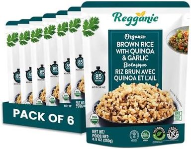 Reganic Organic Brown Rice with Quinoa & Garlic, Ready to Eat Microwaveable Rice, 8.8 oz (Pack of 6)