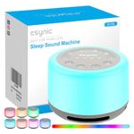 eSynic White Noise Machine for Adults Sleep Rechargeable Baby Sound Noise Machine Support|30 Snoothing Sounds|7 Night Lights|Bluetooth|Breathing Training Function| etc for Kids Babies to Deep Sleep