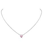 Suplight Stelring Silver October Birthstone Necklace Dainty Pink Heart Necklce Birthstone Jewelry for Women