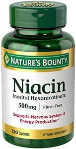 Nature's Bounty Niacin 500mg Flush Free, Cellular Energy Support, Supports Nervous System Health, 120 Capsules