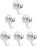 Quntis Suction Hooks 6 Packs, Powerful Heavy Duty Vacuum Suction Cup Sucker Hooks Hanger Strong Suction Shower Hooks for Bathroom Holds Up to 3kg Wreath Hanger for Kitchen Bathroom Window Coats Reef