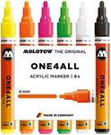 MOLOTOW ONE4ALL Acrylic Paint Marker Set, 6 Neon Colors, 4mm (200.166)
