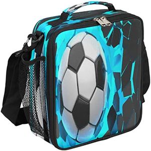 Pardick Lunch Box for Kids Boys Girls Soccer Lunch Bag Football Kids Lunch Box Insulated Teen Students Lunch Bag Meal Tote with Adjustable Shoulder Strap for School