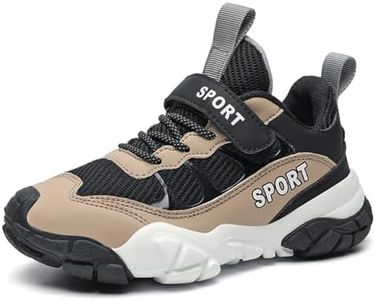 EGMPDA Kids Running Sneakers Boys Girls Walking Tennis Athletic Sports Shoes Non Slip Comfortable Breathable Flexible Lightweight Fashion Casual Black White Size 13