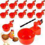 Bethlehem Poultry Waterer Cups – Automatic Chicken Water Drinking Bowls – Red Plastic Drinker Cups – Pack of 12 – Easy Install Poultry Chicken Water Cups