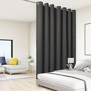 BONZER Room Divider Curtain Total Privacy Wall Grommet Thermal Insulated Soundproof Extra Wide Blackout Curtains for Bedroom Living Room, 9ft Wide x 7ft Tall, 1 Panel, Dark Grey