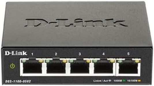 D-Link 5-Port Gigabit Easy Smart Managed Network Switch (DGS-1100-05V2) with 10/100/1000BASE-T Ports, VLAN, Bandwidth Control, QoS Ethernet Switch, High-Speed Network Switches for Home & Office.