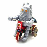 Charmgle Retro Spring Wind-Up Tin Toys, Bell Ring Moving Robot Theme Clockwork Toy Party Favor Vintage Toy Adult Collection Gifts