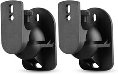 TNP Universal Satellite Speaker Wall Mount Bracket Ceiling Mount Clamp with Adjustable Swivel and Tilt Angle Rotation for Surround Sound System Satellite Speakers - 2 Pack, Black