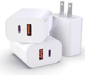 3 Pack USB C Charger Block, 20W Dua