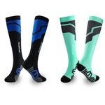 KICAS 2 Pairs Performance Tall Socks , Best for Hockey, Running, Flight, Travel, Compression Arch Support (Youth Style I)