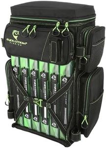 Evolution Fishing Drift Series 3700 Tackle Backpack with QuikLatch System & 2 Rod Holders – Green, Heavy Duty Fishing Backpack w/ 6 Tackle Trays