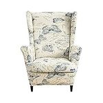 Stretch Wingback Chair Cover 2-Piece Printed Wing Chair Slipcover Sofa Slipcover Spandex Floral Armchair Slipcovers Furniture Protector with Elastic Bottom for Living Room, 21